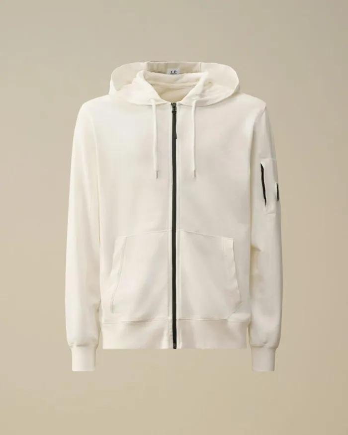 CP Company Sweatshirts Light Fleece Zipped Hooded Sweatshirt Gauze White 8211 Man CP Company Sweatshirts Light Fleece Zipped Hooded Sweatshirt Gauze White 8211 Man