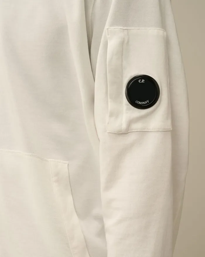 CP Company Sweatshirts Light Fleece Zipped Hooded Sweatshirt Gauze White 8211 Man
