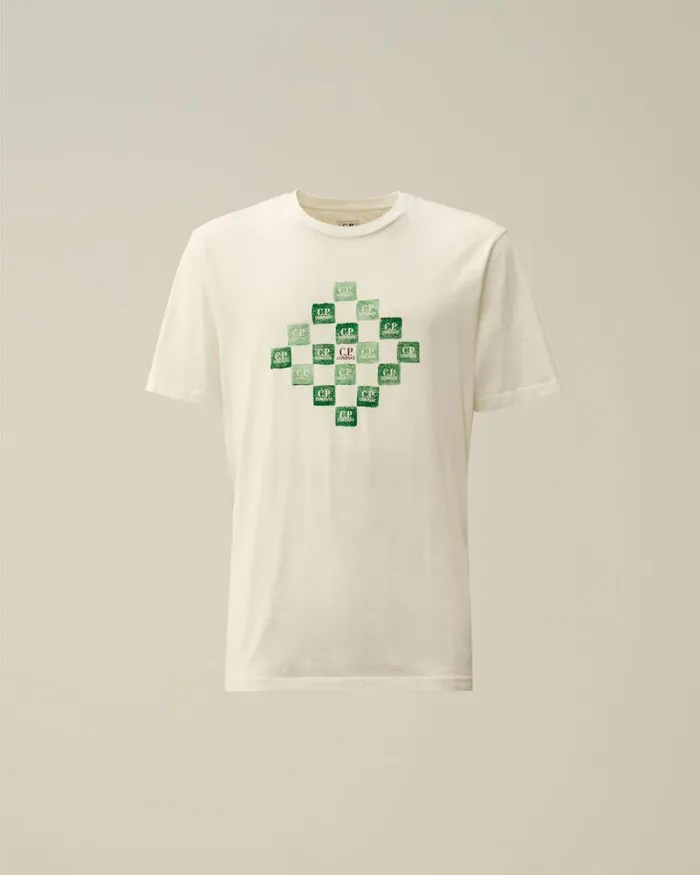 CP Company Tshirts and Polo 241 Jersey Printed Logo Grid TShirt Gauze White 8211 Man CP Company Tshirts and Polo 241 Jersey Printed Logo Grid TShirt Gauze White 8211 Man