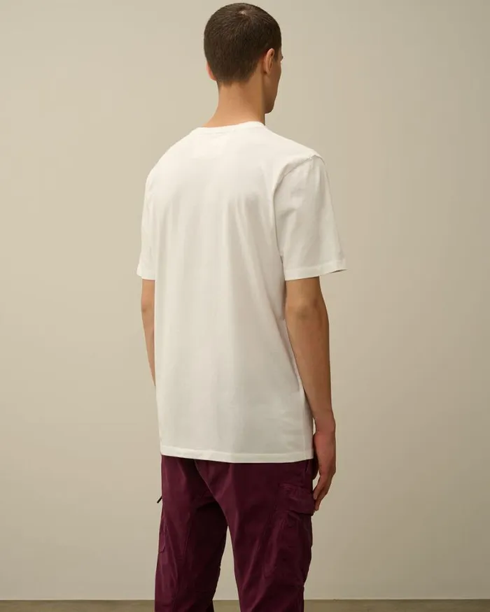 CP Company Tshirts and Polo 241 Jersey Printed Logo Grid TShirt Gauze White 8211 Man