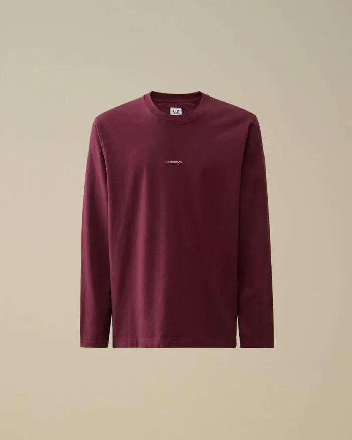 CP Company Tshirts and Polo Brushed Jersey Logo Longsleeve TShirt Potent Purple 8211 Man