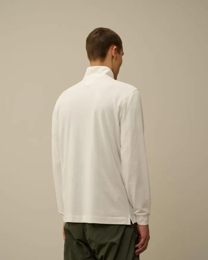 CP Company Tshirts and Polo Stretch Piquet Longsleeve Zipped Polo Gauze White 8211 Man