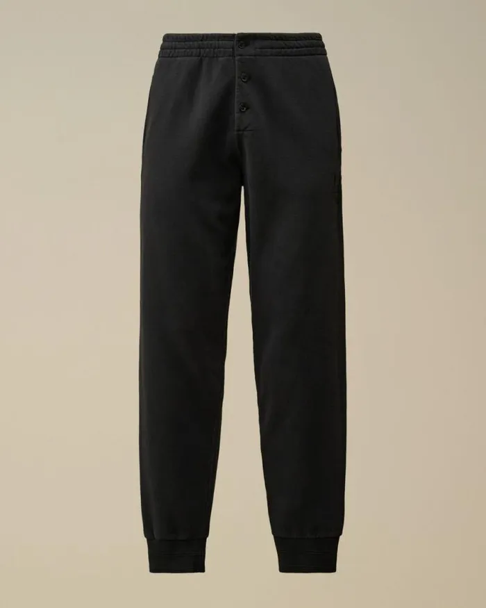 CP Company Tracksuits and Shorts Diagonal Fleece Logo Buttoned Sweatpants Black Sand 8211 Man CP Company Tracksuits and Shorts Diagonal Fleece Logo Buttoned Sweatpants Black Sand 8211 Man