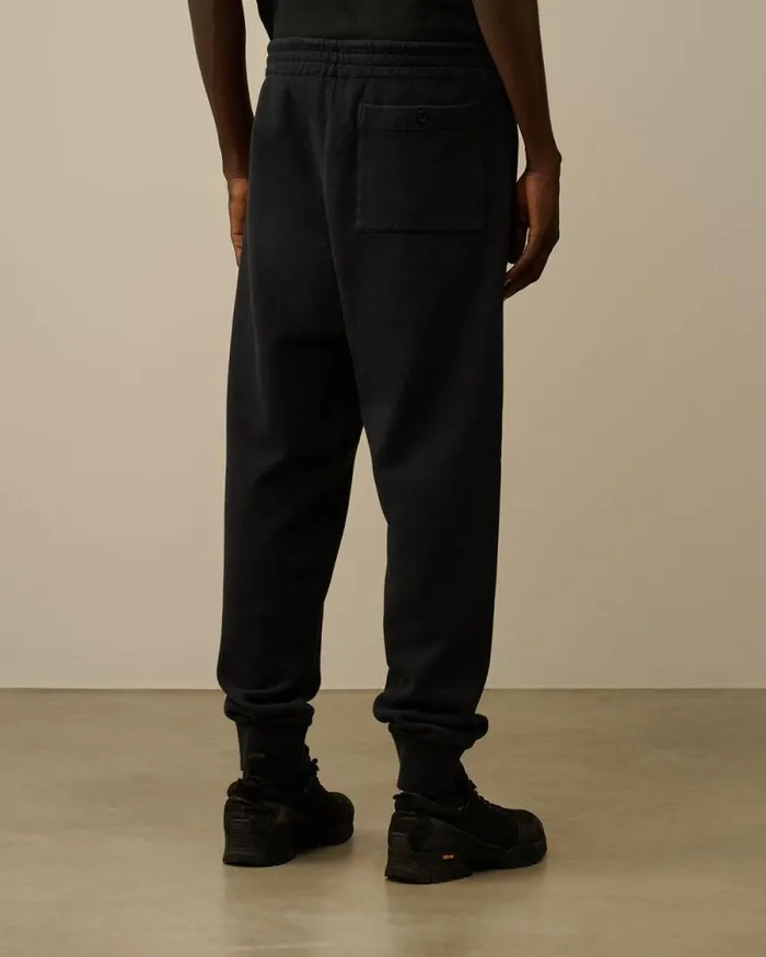 CP Company Tracksuits and Shorts Diagonal Fleece Logo Buttoned Sweatpants Black Sand 8211 Man