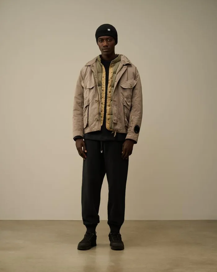 CP Company Tracksuits and Shorts Diagonal Fleece Logo Buttoned Sweatpants Black Sand 8211 Man