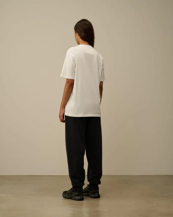CP Company Tracksuits and Shorts Diagonal Fleece Logo Buttoned Sweatpants Black Sand 8211 Man