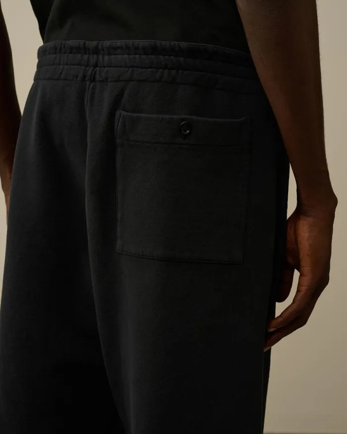 CP Company Tracksuits and Shorts Diagonal Fleece Logo Buttoned Sweatpants Black Sand 8211 Man