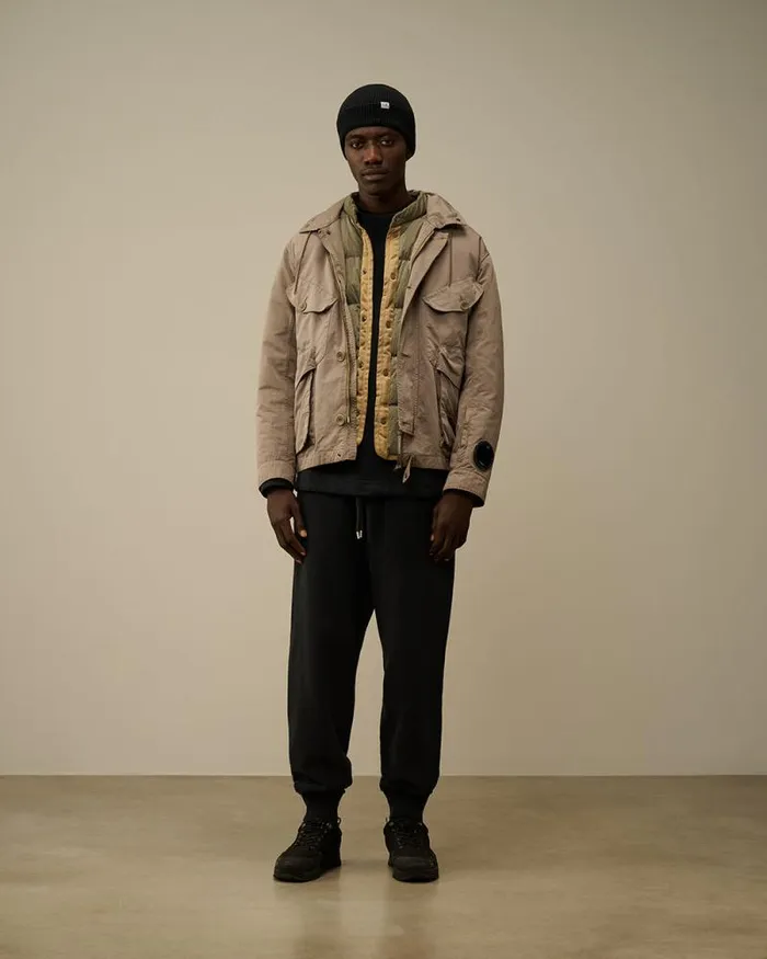 CP Company Tracksuits and Shorts Diagonal Fleece Logo Buttoned Sweatpants Black Sand 8211 Man