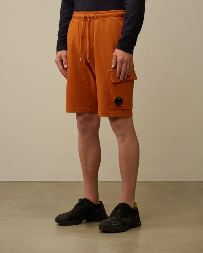 CP Company Tracksuits and Shorts Light Fleece Lens Shorts Bombay Brown 8211 Man