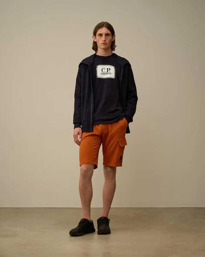 CP Company Tracksuits and Shorts Light Fleece Lens Shorts Bombay Brown 8211 Man
