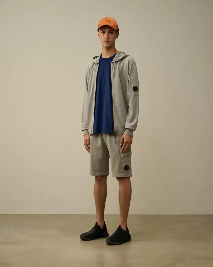 CP Company Tracksuits and Shorts Light Fleece Lens Shorts Greystone Melange 8211 Man