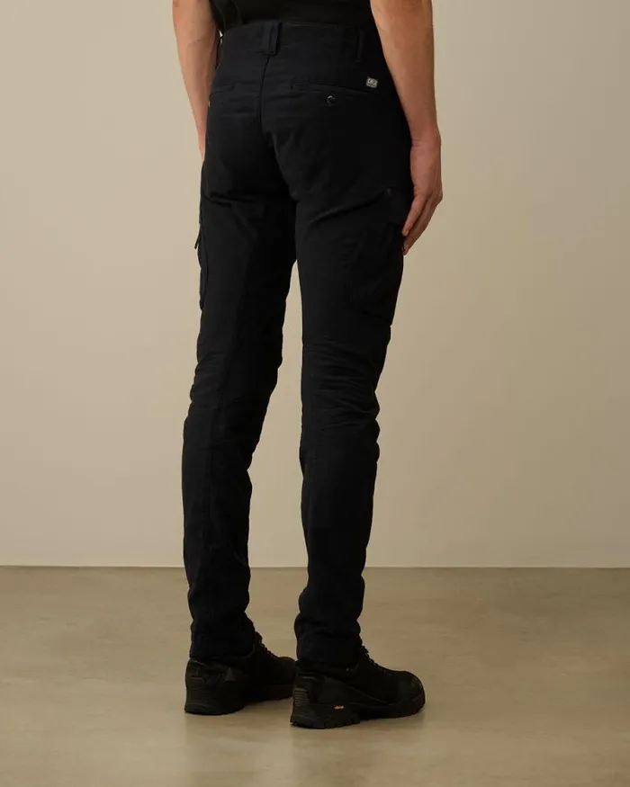 CP Company Trousers Ottoman Stretch Emerized Ergonomic Cargo Pants Total Eclipse Blue 8211 Man