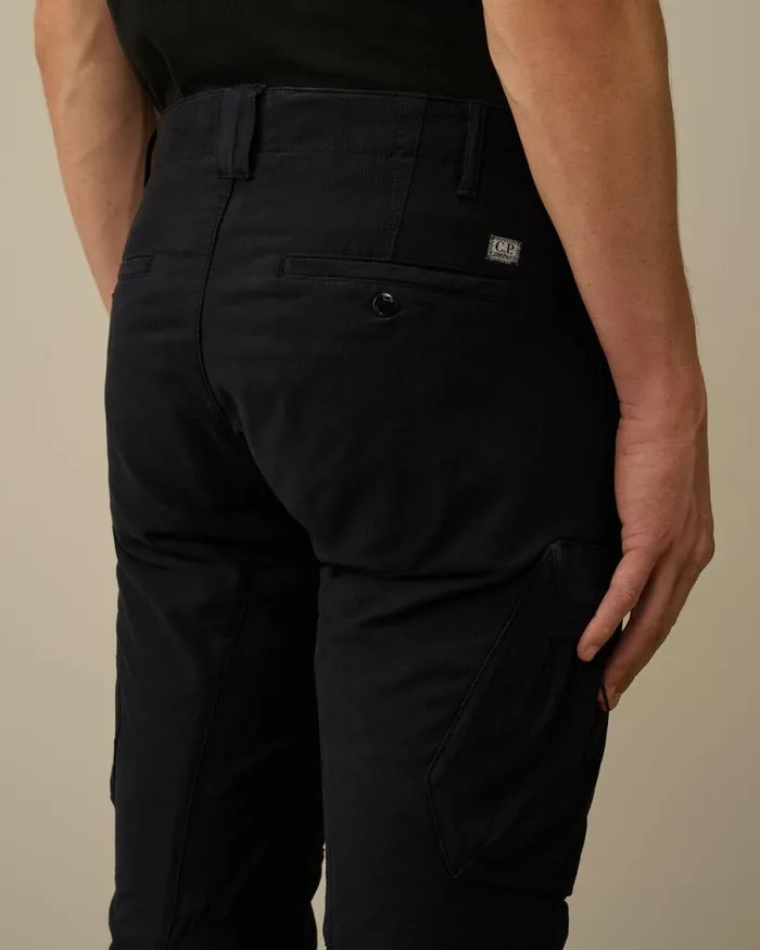 CP Company Trousers Ottoman Stretch Emerized Ergonomic Cargo Pants Total Eclipse Blue 8211 Man