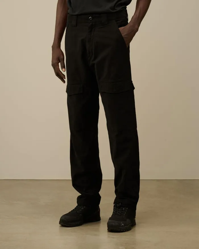 CP Company Trousers Ottoman Stretch Emerized Regular Pants Black 8211 Man