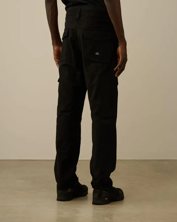 CP Company Trousers Ottoman Stretch Emerized Regular Pants Black 8211 Man