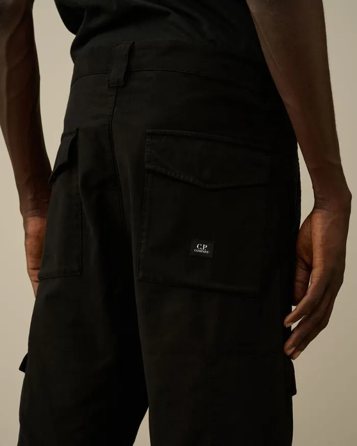 CP Company Trousers Ottoman Stretch Emerized Regular Pants Black 8211 Man