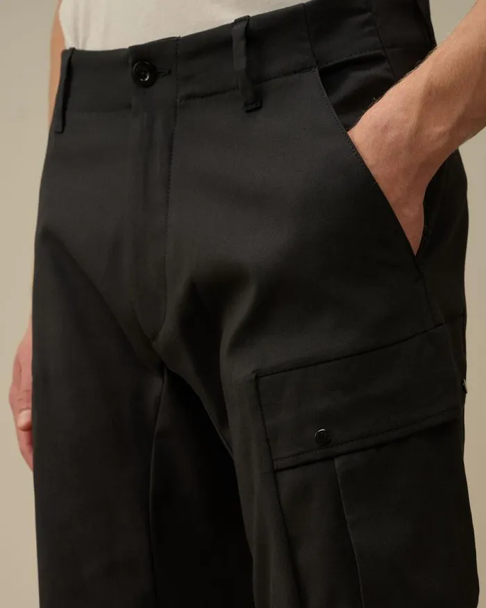 CP Company Trousers Superior Structure Stretch Regular Cargo Pants Black Sand 8211 Man