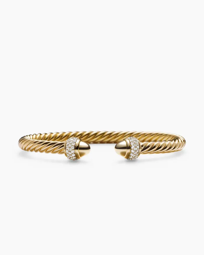 Cable Bracelet In 18K Yellow Gold With Diamonds 5mm Women David Yurman Cuff