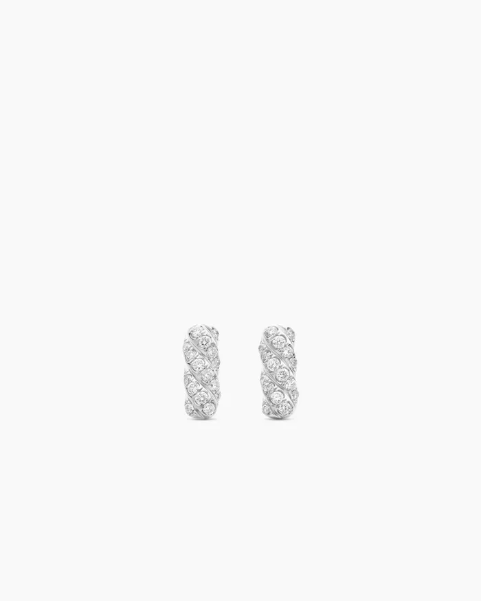 Cable Collectibles Bar Stud Earrings In 18K White Gold With Diamonds 9mm Women David Yurman Stud Cable Collectibles Bar Stud Earrings In 18K White Gold With Diamonds 9mm Women David Yurman Stud