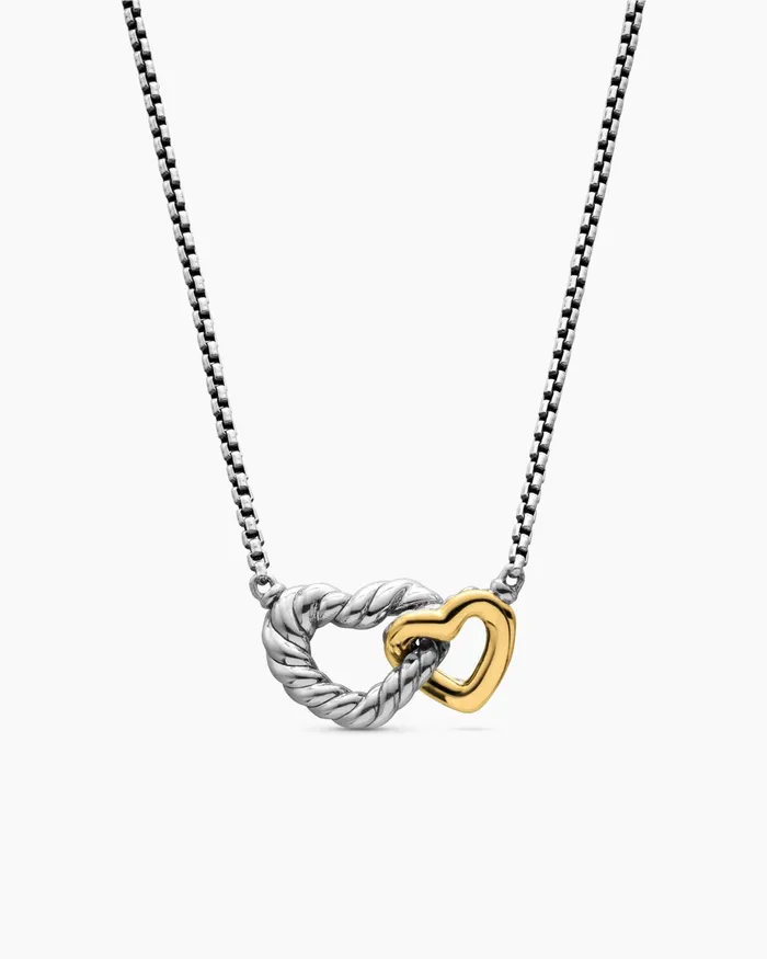 Cable Collectibles Interlocking Heart Necklace In Sterling Silver With 18K Yellow Gold 164mm Women David Yurman Pendant Cable Collectibles Interlocking Heart Necklace In Sterling Silver With 18K Yellow Gold 164mm Women David Yurman Pendant