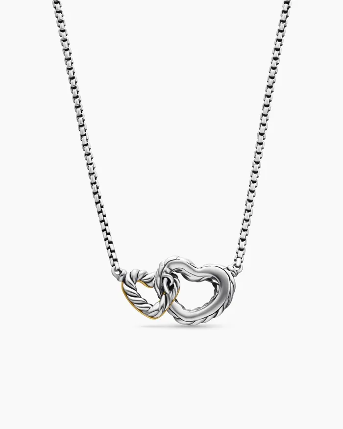 Cable Collectibles Interlocking Heart Necklace In Sterling Silver With 18K Yellow Gold 164mm Women David Yurman Pendant Cable Collectibles Interlocking Heart Necklace In Sterling Silver With 18K Yellow Gold 164mm Women David Yurman Pendant