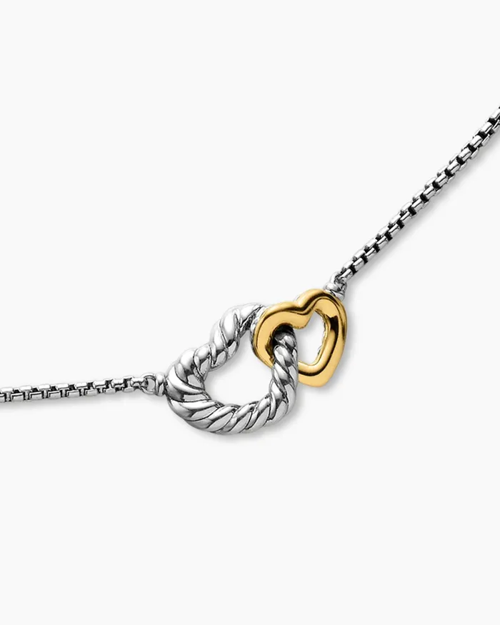 Cable Collectibles Interlocking Heart Necklace In Sterling Silver With 18K Yellow Gold 164mm Women David Yurman Pendant Cable Collectibles Interlocking Heart Necklace In Sterling Silver With 18K Yellow Gold 164mm Women David Yurman Pendant