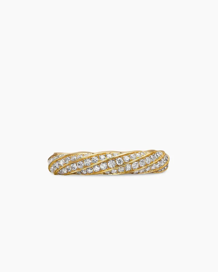 Cable Edge Band Ring In 18K Yellow Gold With Diamonds 4mm Women David Yurman Band Cable Edge Band Ring In 18K Yellow Gold With Diamonds 4mm Women David Yurman Band