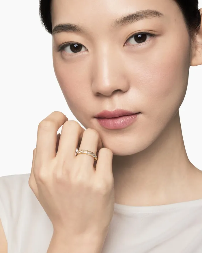 Cable Edge Band Ring In 18K Yellow Gold With Diamonds 4mm Women David Yurman Band Cable Edge Band Ring In 18K Yellow Gold With Diamonds 4mm Women David Yurman Band