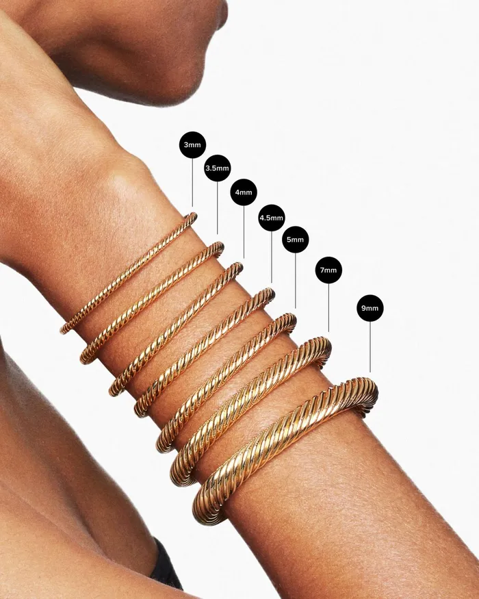 Cable Flex Bracelet In 18K White Gold With Diamonds 4mm Women David Yurman Cuff Cable Flex Bracelet In 18K White Gold With Diamonds 4mm Women David Yurman Cuff