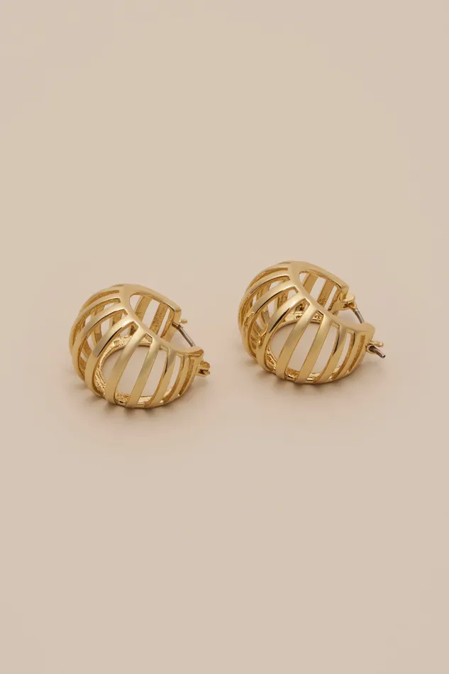 Cage Hoop Earrings Gold Women Lucky Brand Jewelry