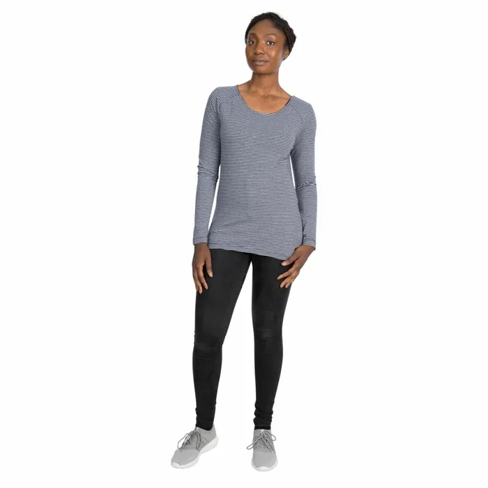 Caribou Striped Long Sleeve TShirt Hibiscus Stripe Women Trespass TShirts