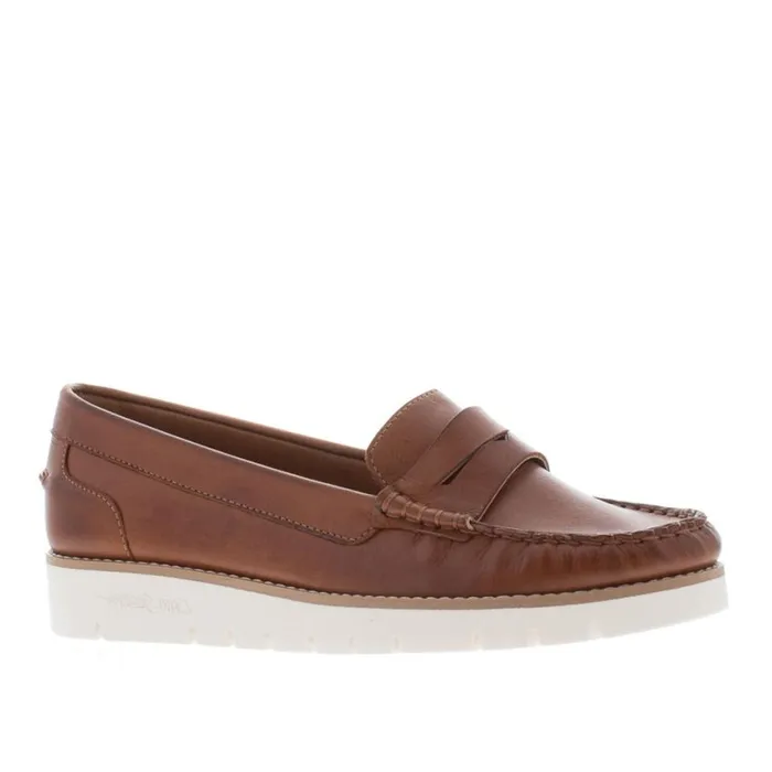 Carl Scarpa Lucentia Tan Leather Wedge Loafers Women Bestselling