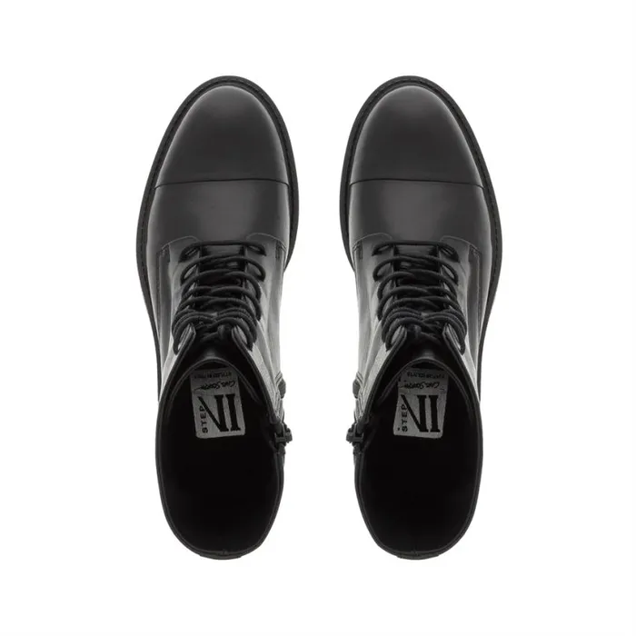 Carl Scarpa Rosemarie Black Leather Lace Up Ankle Boots Women Leather Ankle Boots