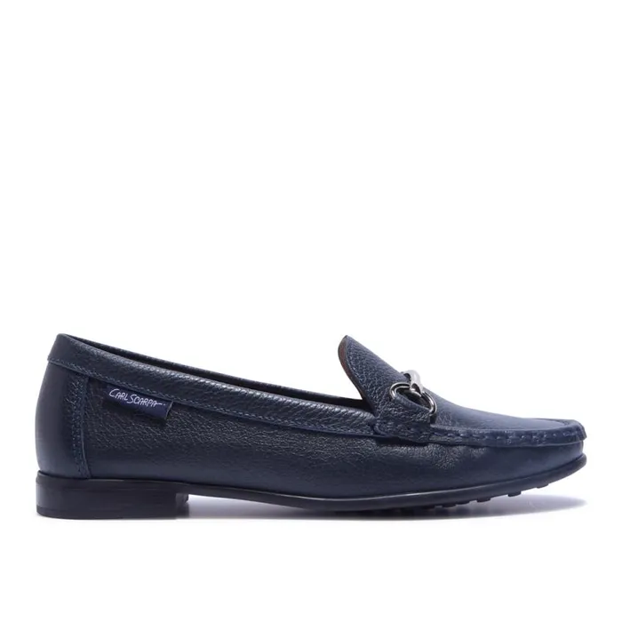 Carl Scarpa Veroso Navy Leather Loafers Women Bestselling