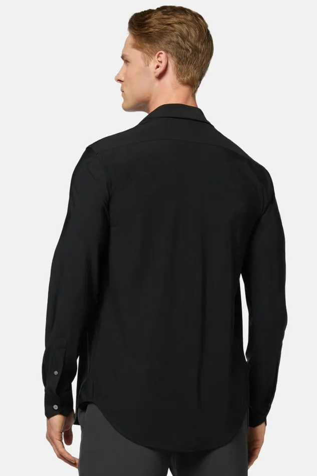 Casual Shirts Men Boggi Milano Black Stretch Nylon Slim Fit Shirt Black Casual Shirts Men Boggi Milano Black Stretch Nylon Slim Fit Shirt Black