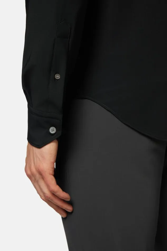 Casual Shirts Men Boggi Milano Black Stretch Nylon Slim Fit Shirt Black Casual Shirts Men Boggi Milano Black Stretch Nylon Slim Fit Shirt Black