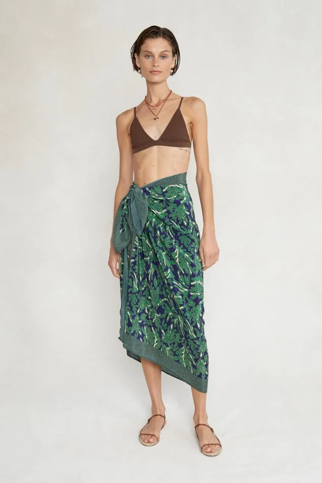 Chan Luu Bottoms Women Coral Printed Sarong Estate Blue