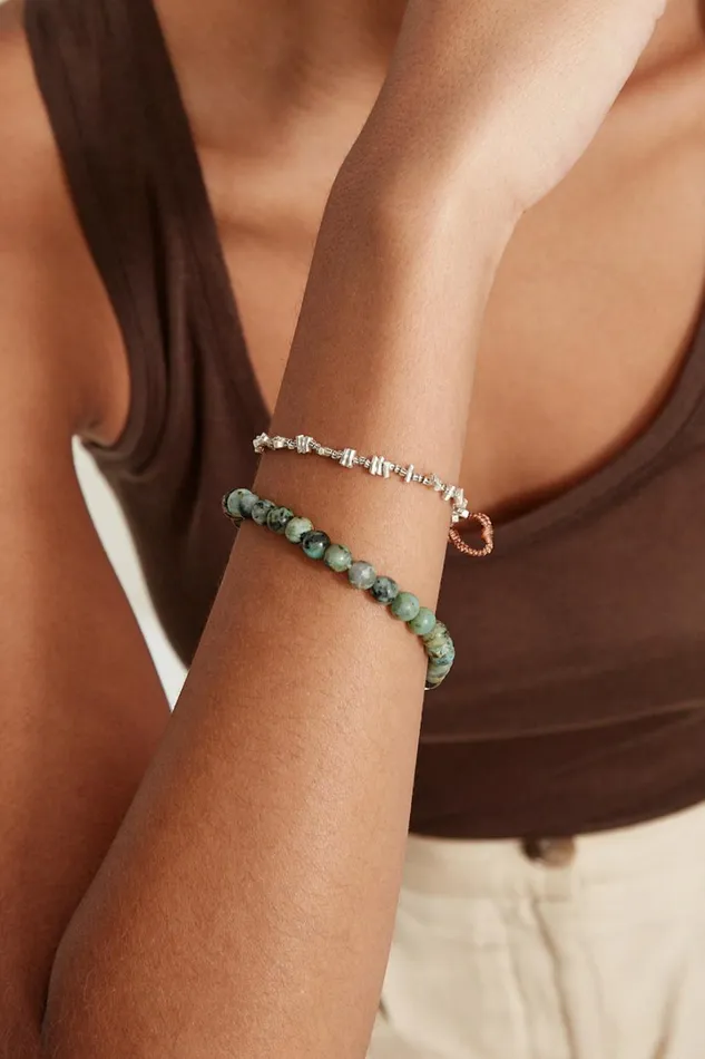 Chan Luu Bracelets Women Turquoise and Etched Silver Bracelet Set