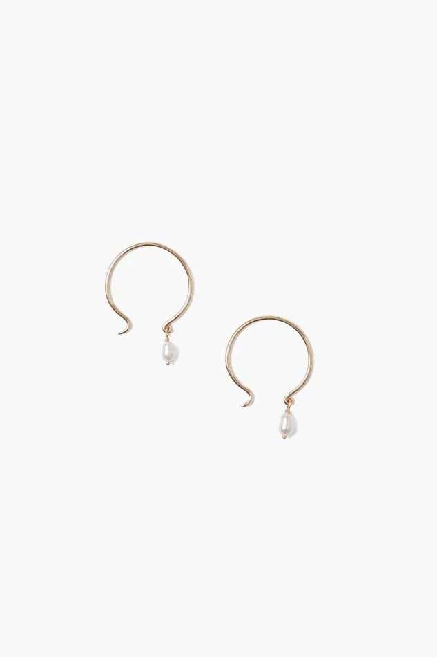 Chan Luu Earrings Women 14k Belle Hoop Earrings Mini White Pearl
