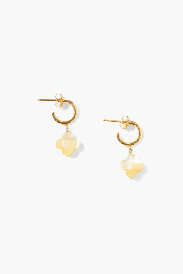 Chan Luu Earrings Women Clover Hoop Earrings Yellow MOP