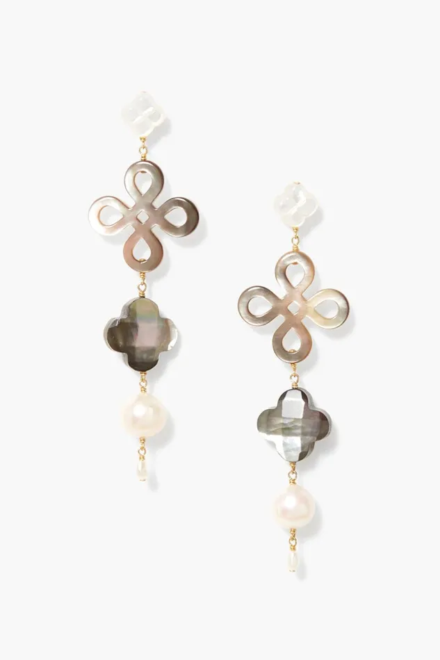 Chan Luu Earrings Women Clover Tiered Earrings MOP Mix