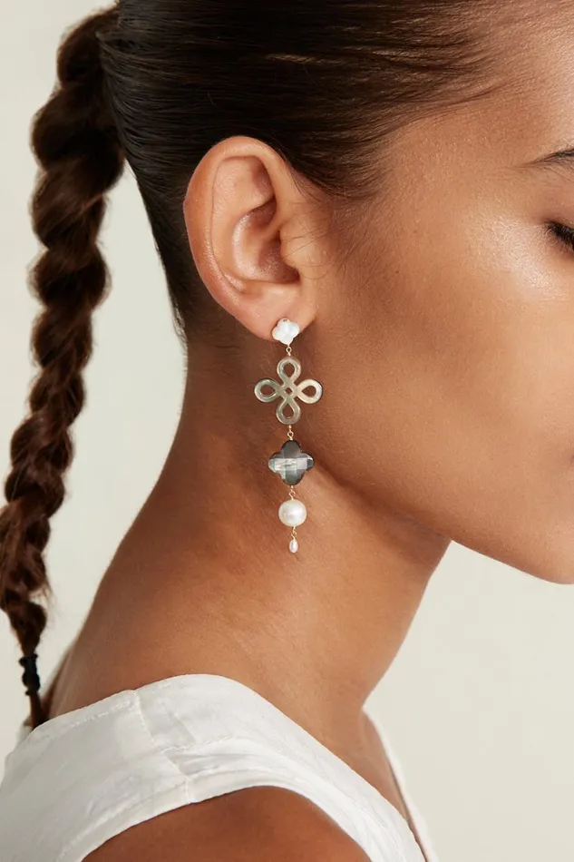 Chan Luu Earrings Women Clover Tiered Earrings MOP Mix