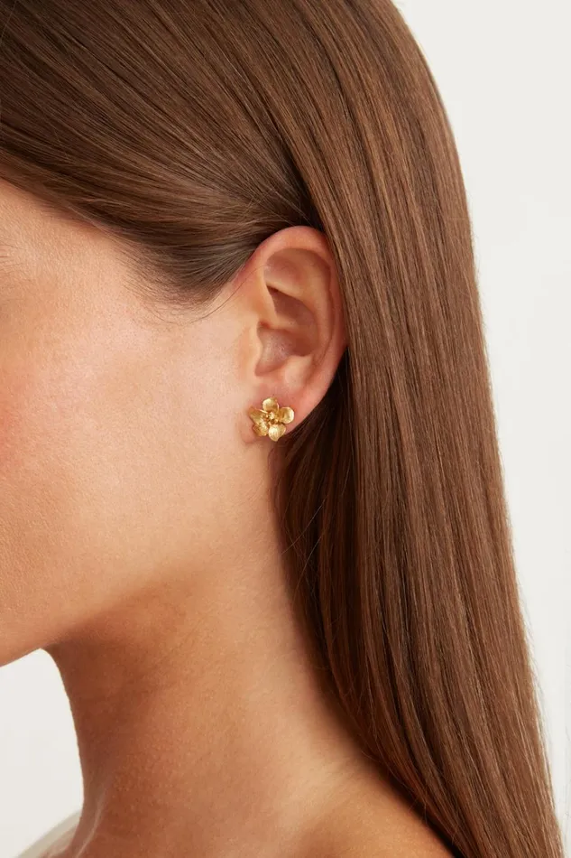 Chan Luu Earrings Women Gold Hibiscus Stud Earrings