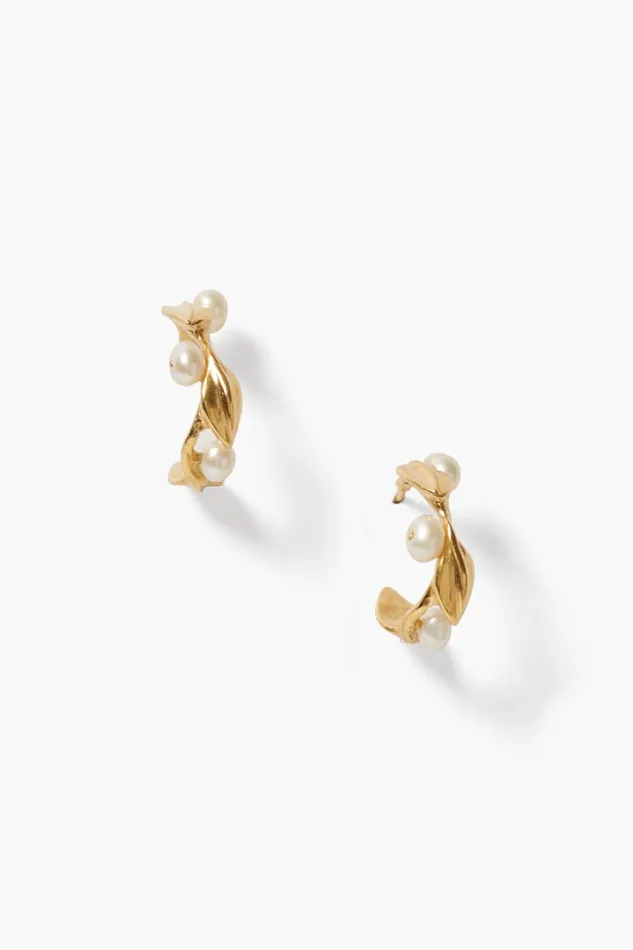 Chan Luu Earrings Women Olive Branch Hoop Earrings Mini Gold