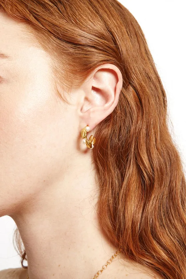 Chan Luu Earrings Women Olive Branch Hoop Earrings Mini Gold