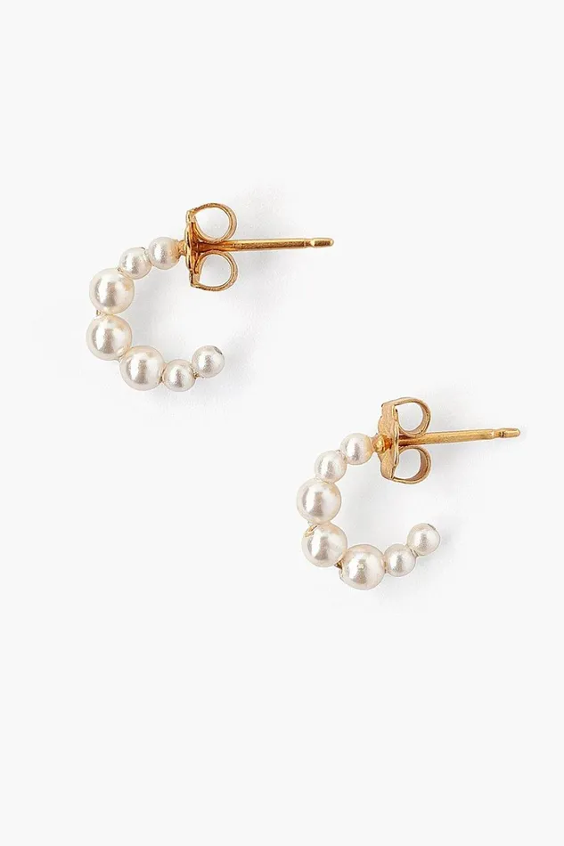 Chan Luu Earrings Women Petite Cream Pearl Holly Hoop Earrings