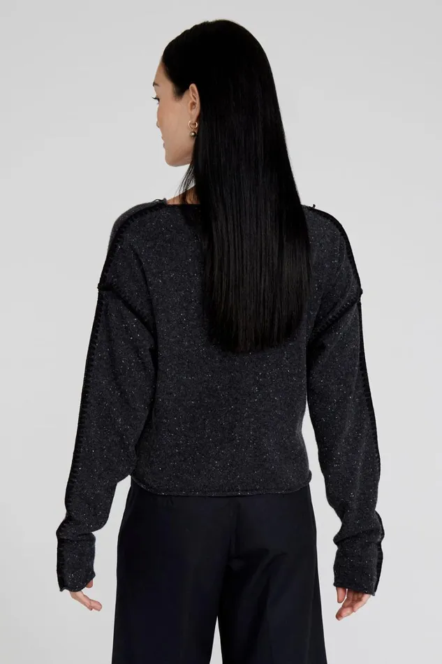 Chan Luu Knitwear Women Laure Cashmere Cardigan Caviale
