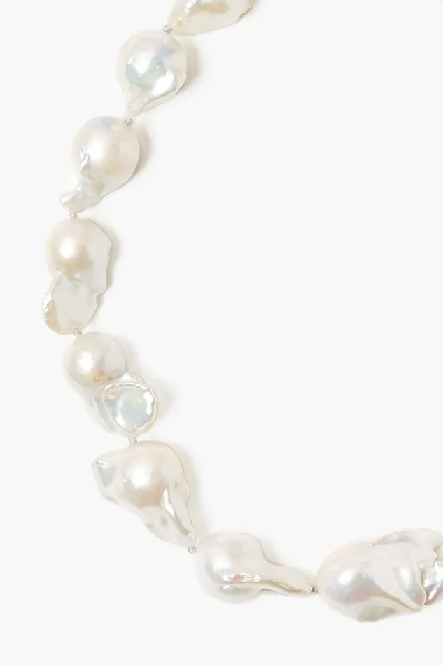 Chan Luu Necklaces Women White Baroque Pearl Collar Necklace