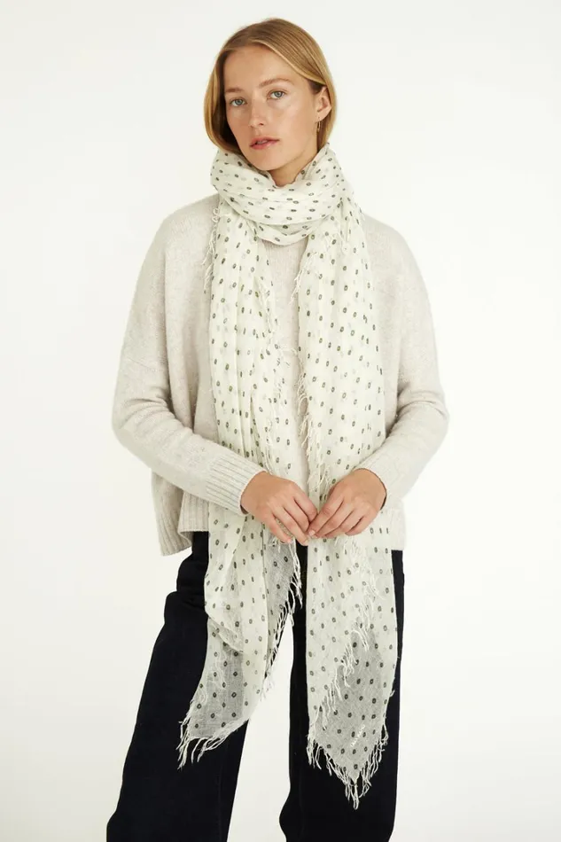 Chan Luu Scarves Women Cashmere And Silk Scarf Kombu Dot