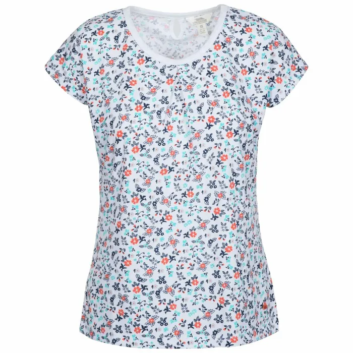 Charlene Printed Cap Sleeve Tshirt White Floral Women Trespass TShirts
